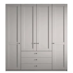 Hellgrauer Kleiderschrank mit Metallgriffen - Ridonna