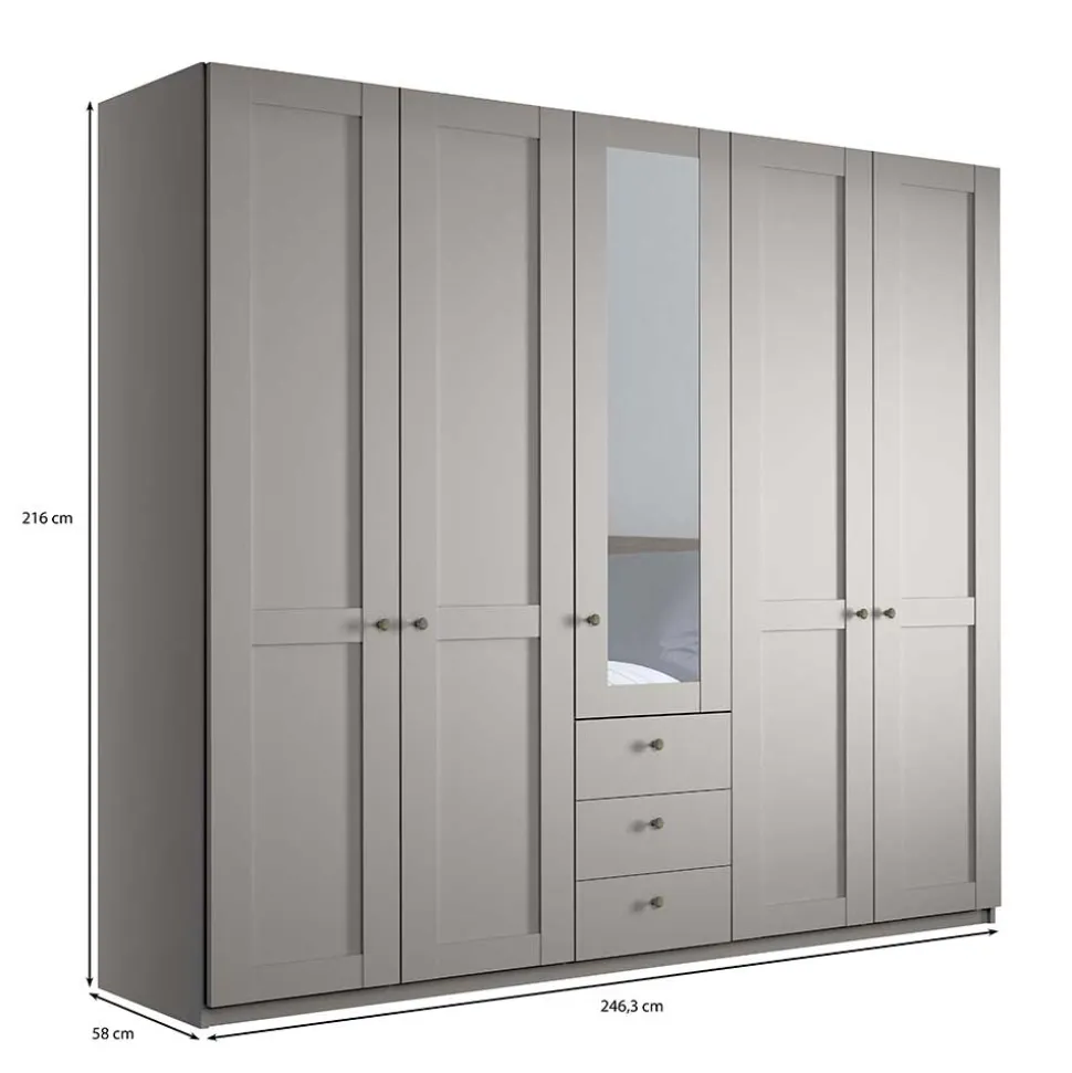 Hellgrauer Schlafzimmerschrank 5-türig - Ridonna I