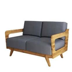 Hellgraues Stoff Sofa mit Wildeiche Gestell - Hardus