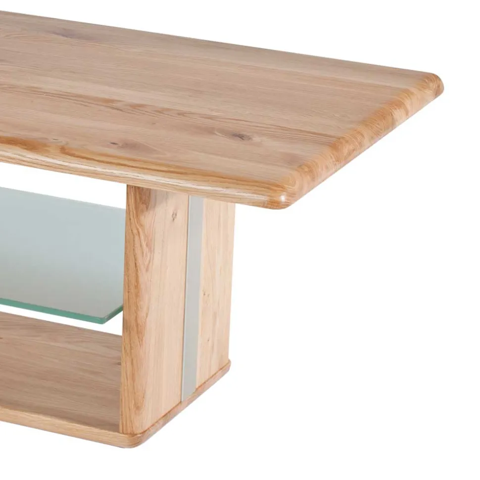 Höhenverstellbarer Couchtisch Callas aus Wildeiche Massivholz 110 cm