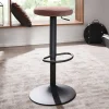 Höhenverstellbarer Design Barhocker in Rosa Samt - Joker