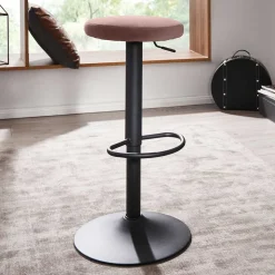 Höhenverstellbarer Design Barhocker in Rosa Samt - Joker