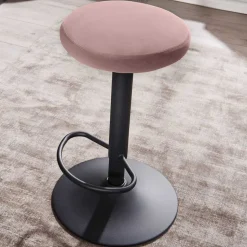 Höhenverstellbarer Design Barhocker in Rosa Samt - Joker