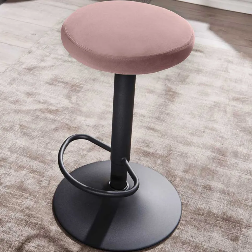 Höhenverstellbarer Design Barhocker in Rosa Samt - Joker