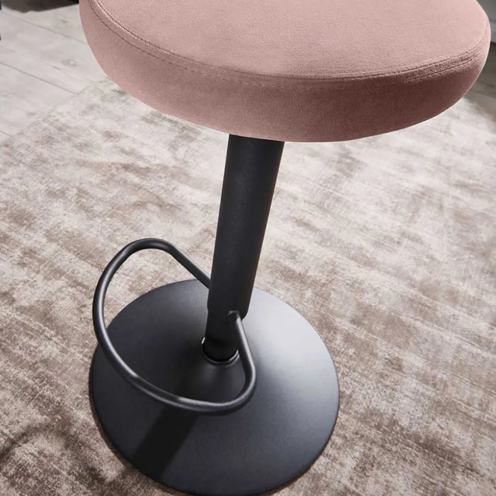 Höhenverstellbarer Design Barhocker in Rosa Samt - Joker