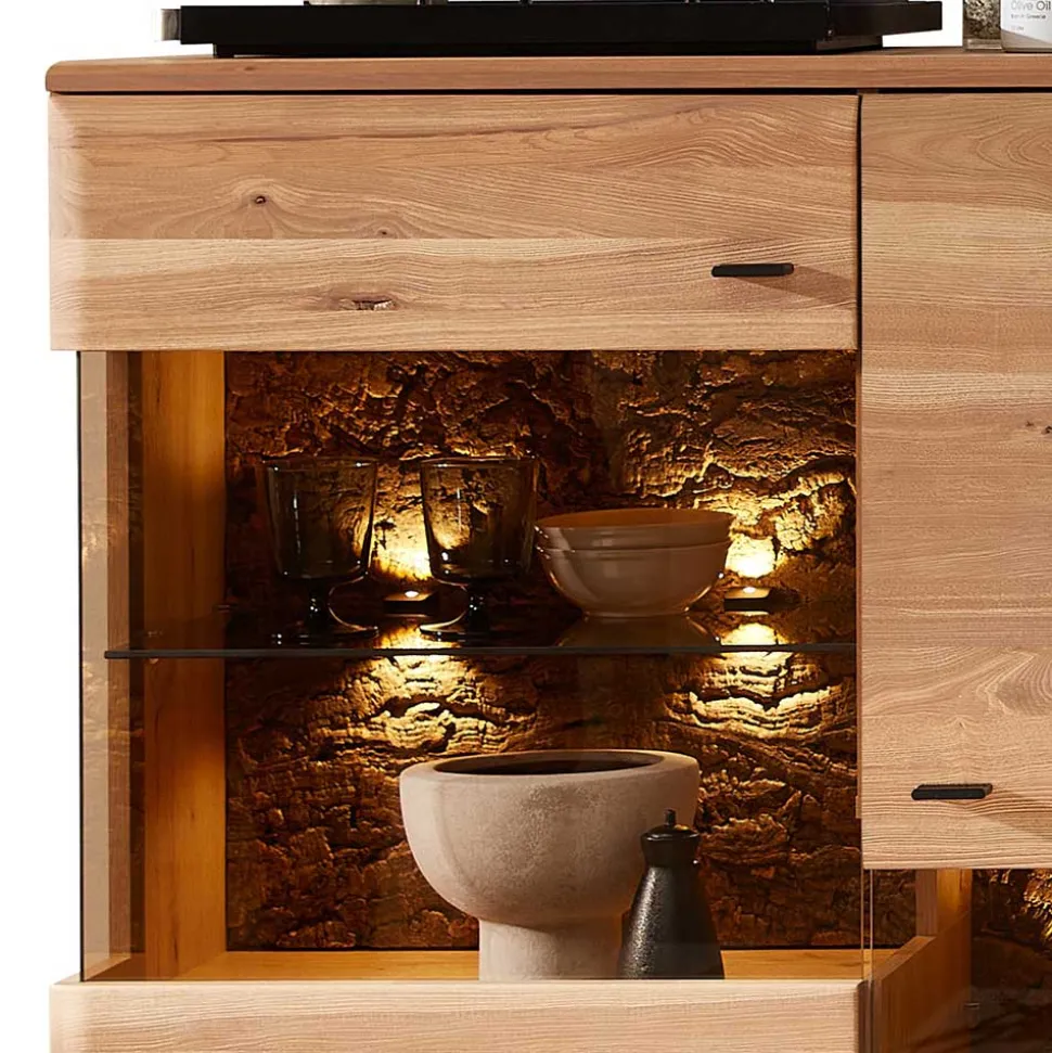 Highboard in Esche und Wildeiche mit Glas - Cassna