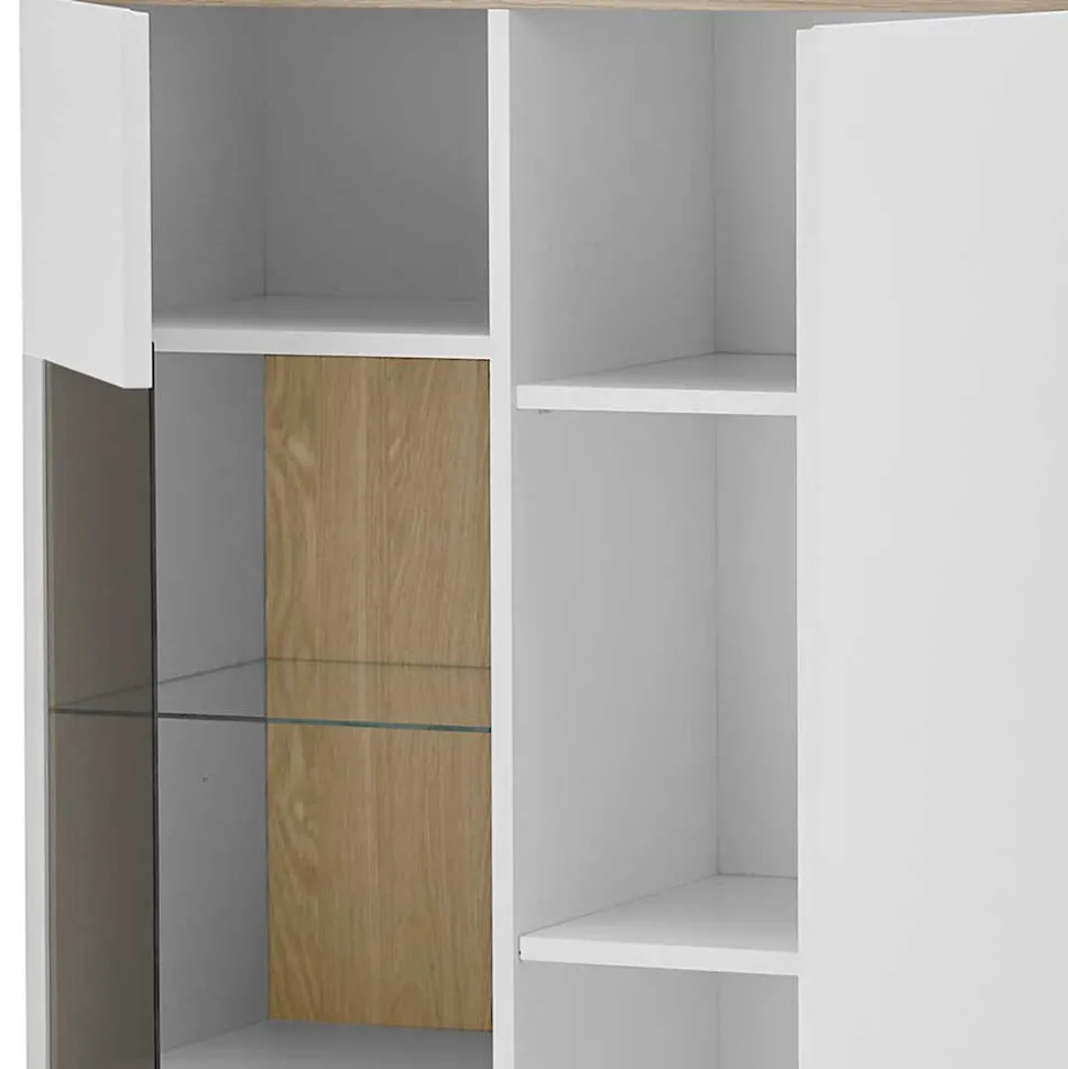 Highboard mit Glas im Skandi Design - Ginko