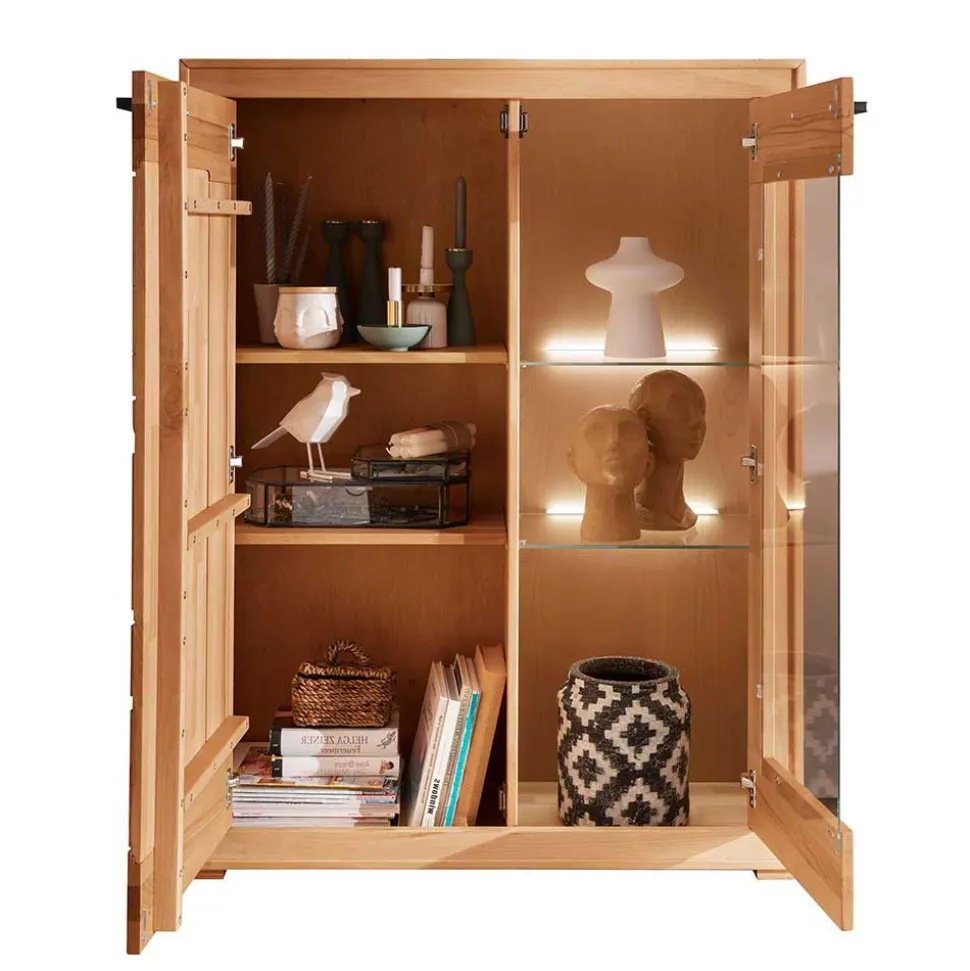 Highboard mit Glaseinsatz aus geölter Kernbuche - Sarosca