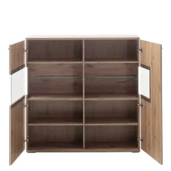 Highboard mit Glaseinsätzen 119x121x37 cm - Comrinaca