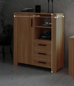 Highboard Mosniak aus Kernbuche Massivholz