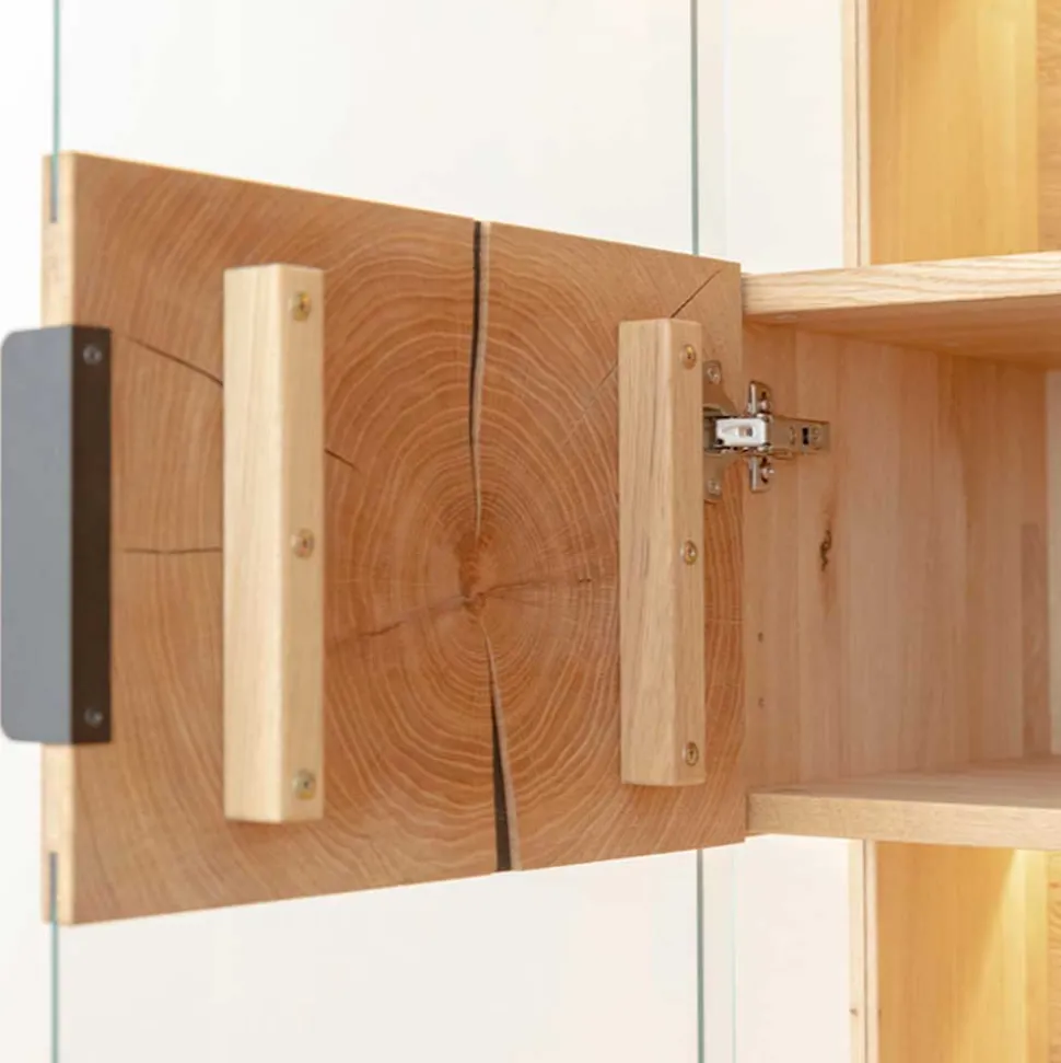 Highboard Vitrine aus Eiche und Glas - Masicuri