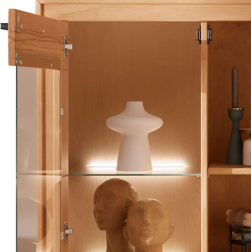 Highboard Vitrine aus Kernbuche Massivholz - Sarosca