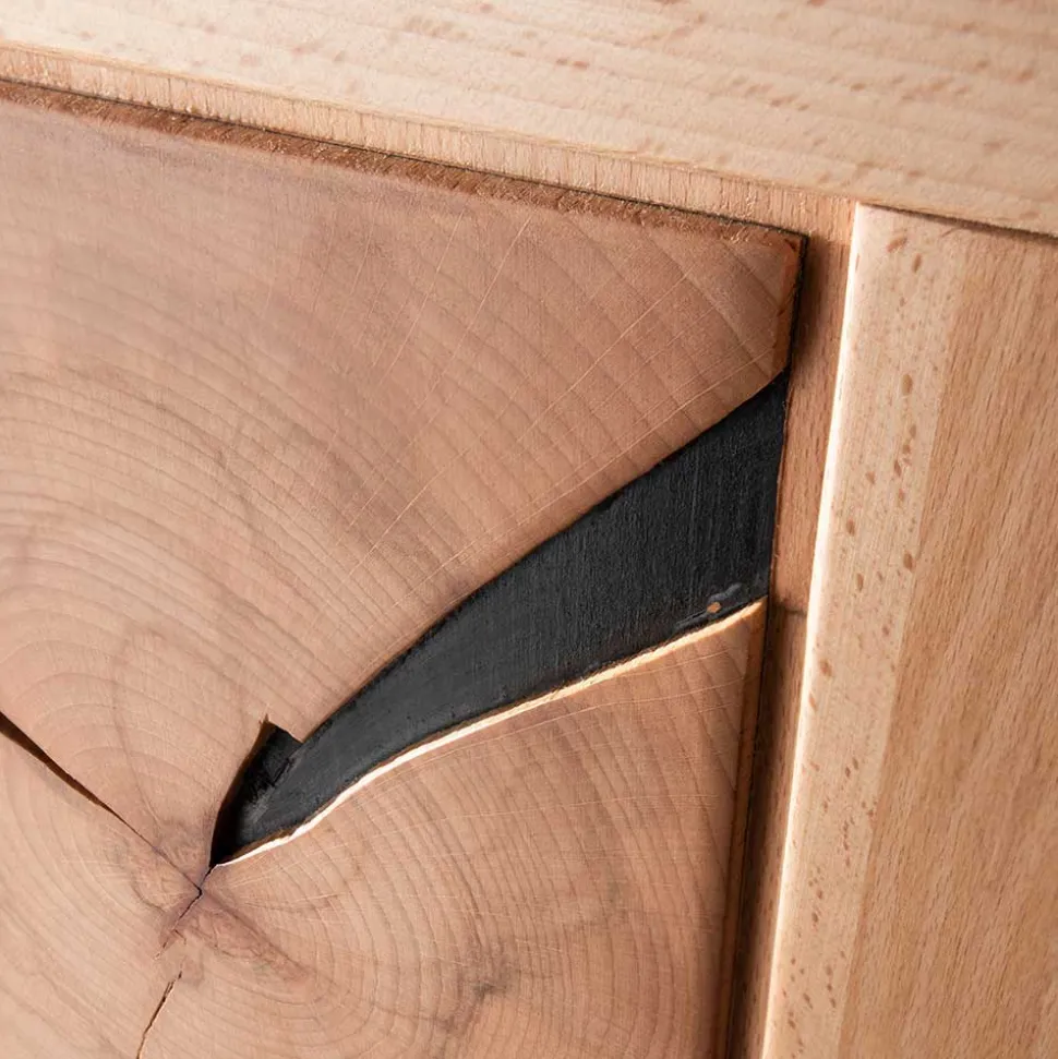 Highboard Vitrine aus Kernbuche Massivholz - Sarosca