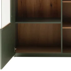 Highboard Vitrine in Graugrün und Eiche - Kwin