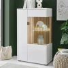 Highboard Vitrine in Mattweiß - Nenaloro