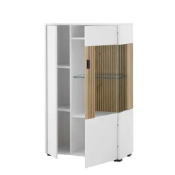 Highboard Vitrine in Mattweiß - Nenaloro
