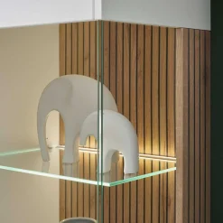 Highboard Vitrine in Mattweiß - Nenaloro
