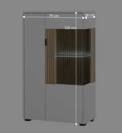 Highboard Vitrine in Mattweiß - Nenaloro