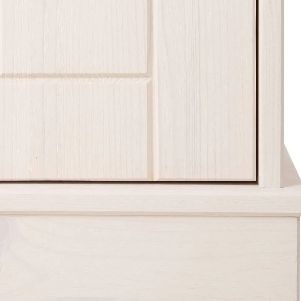 Highboard Vitrine in Weiß und Kiefer Honig - Zentra