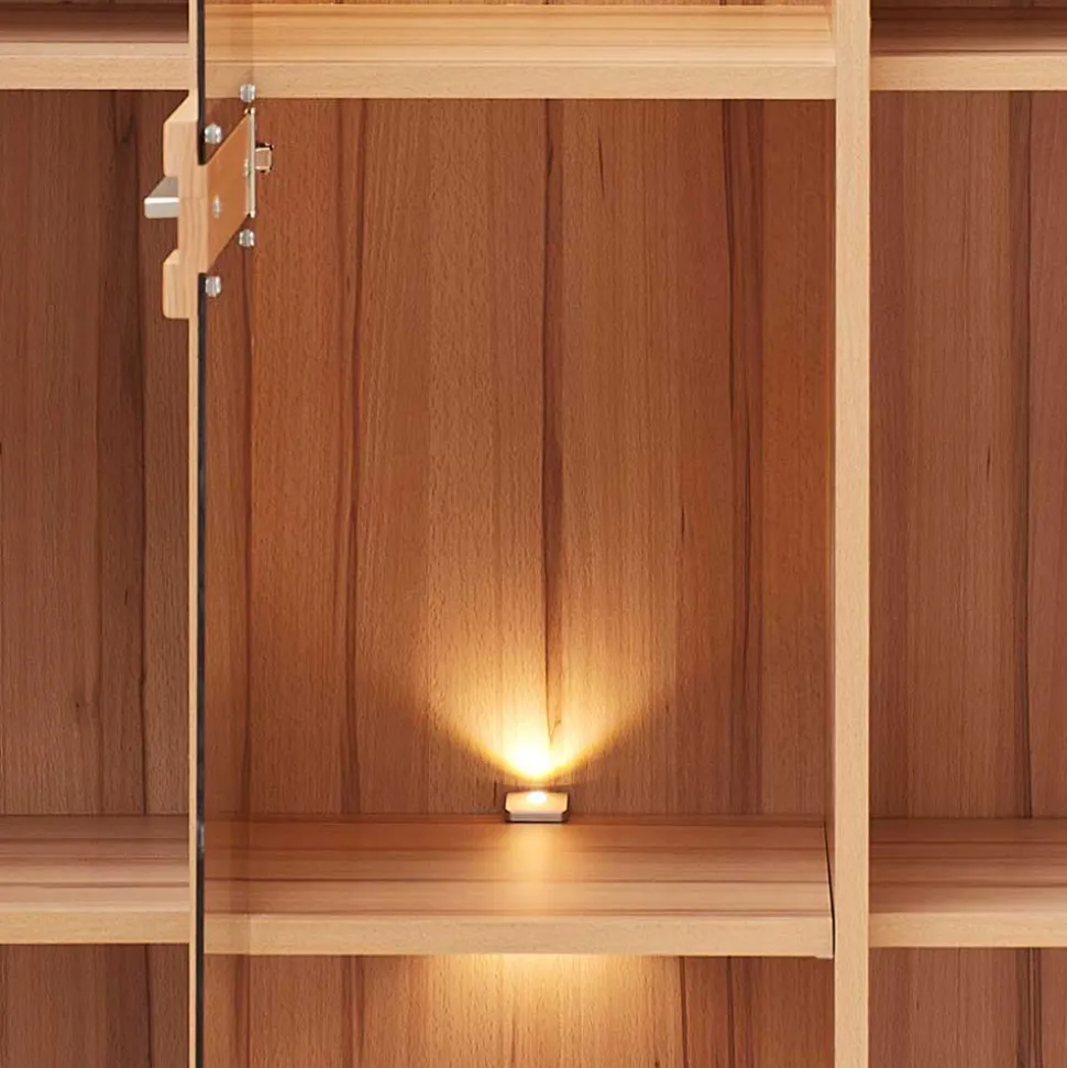 Highboard Vitrinenschrank aus Kernbuche massiv - Amyonta