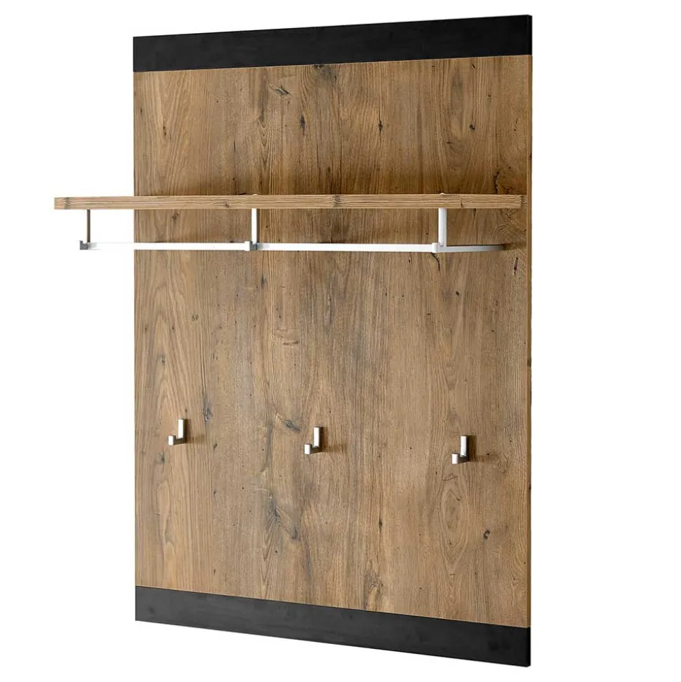 Hängegarderobe in Kastanie Holzoptik & Schwarz - Ebrican