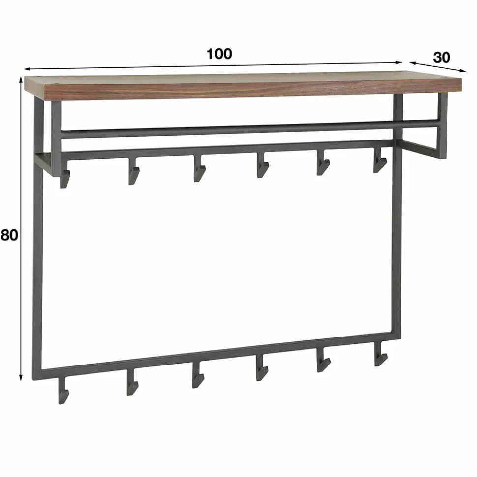 Hängende Garderobe mit Ablage aus Nussbaum - Pilamonia