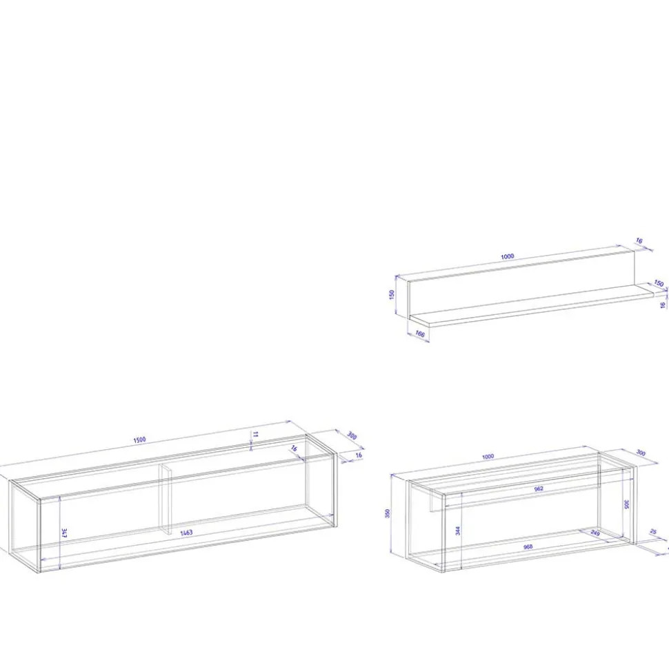 Hängende TV Anbauwand Möbel - Ahilav (dreiteilig)