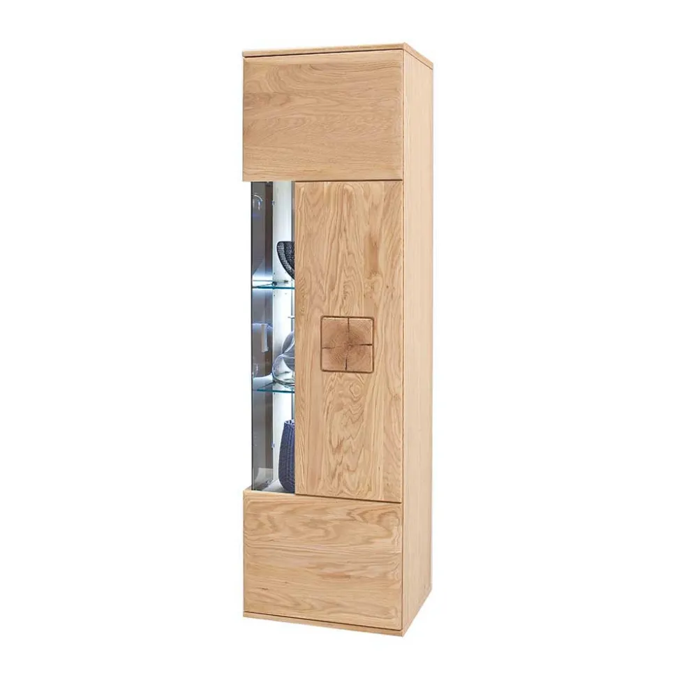 Hängende Vitrine in Eiche Bianco teilmassiv Pontros 1-türig