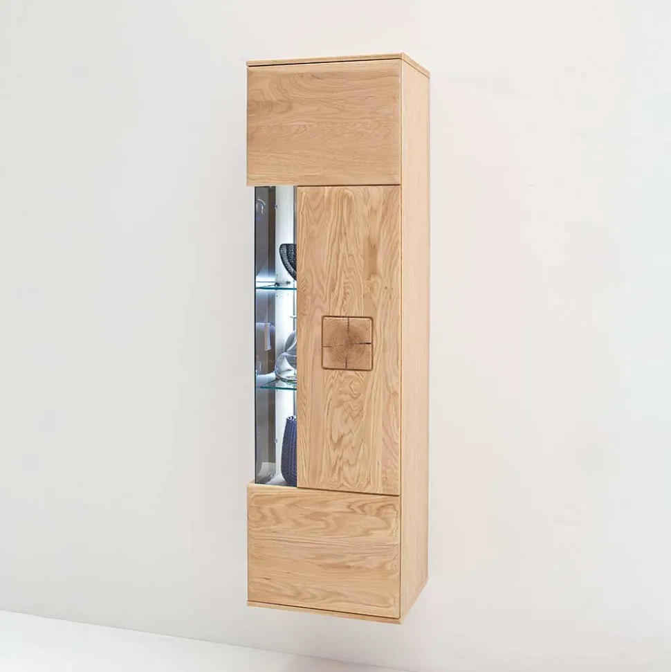 Hängende Vitrine in Eiche Bianco teilmassiv Pontros 1-türig