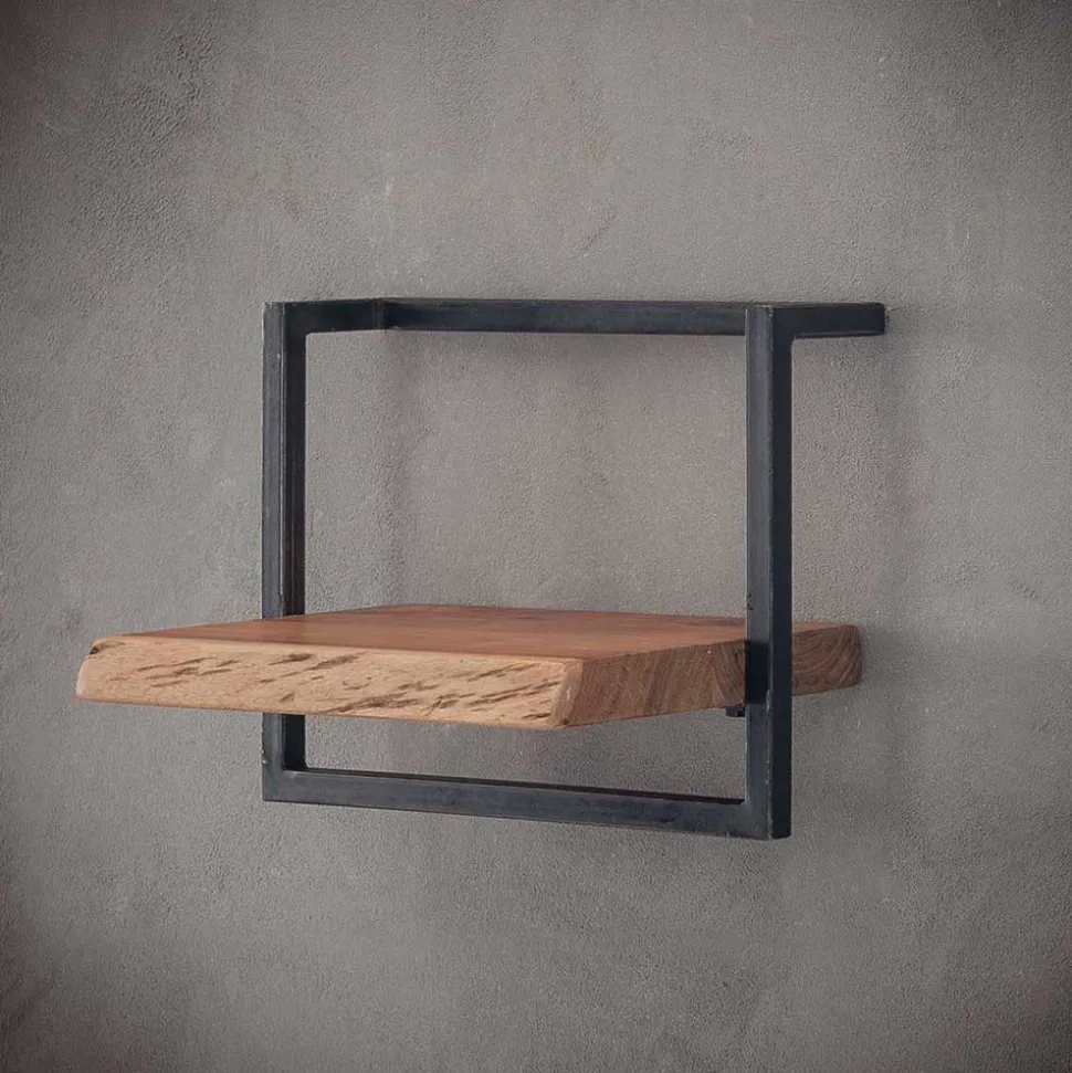 Hängendes Design Regal aus Holz & Stahl - Wenilema