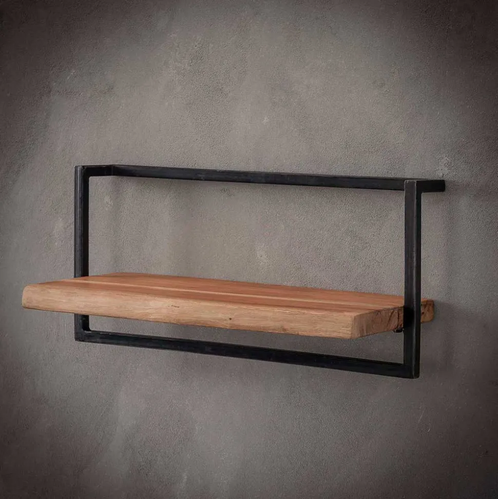 Hängendes Design Regal aus Holz & Stahl - Wenilema