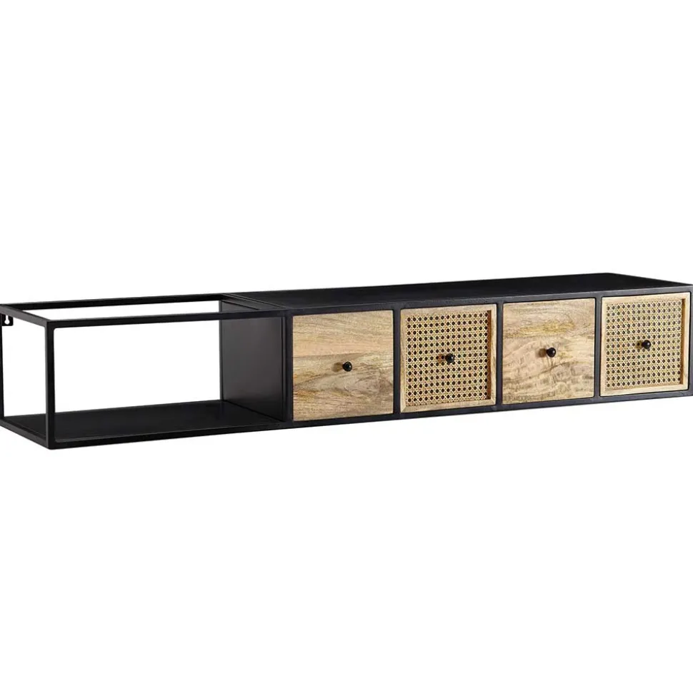 Hängendes TV Board aus Holz & Wiener Geflecht - Leiria