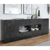Hochglanz Sideboard in Anthrazit mit Druck - Kuriasna