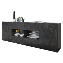 Hochglanz Sideboard in Anthrazit mit Druck - Kuriasna