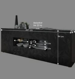 Hochglanz Sideboard in Anthrazit mit Druck - Kuriasna