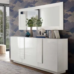 Hochglanz Sideboard mit 3 Türen in Weiß - Kerym