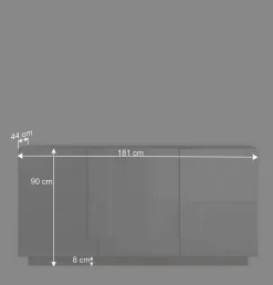 Hochglanz Sideboard mit 3 Türen in Weiß - Kerym