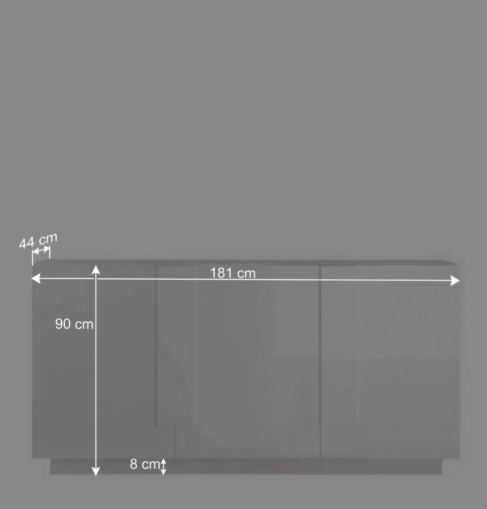 Hochglanz Sideboard mit 3 Türen in Weiß - Kerym
