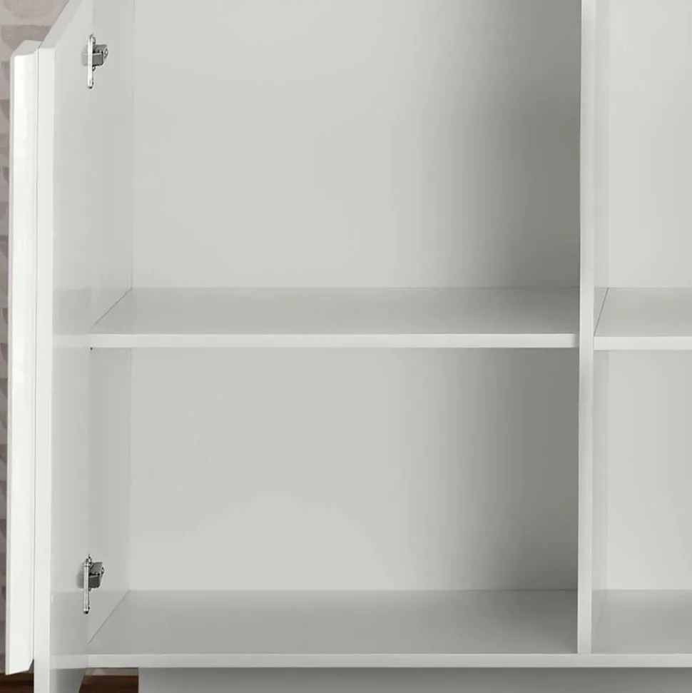 Hochglanz Sideboard mit 4 Türen in Weiß - Kerym