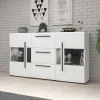 Hochglanz Sideboard mit Glas in Weiß - Baranoma