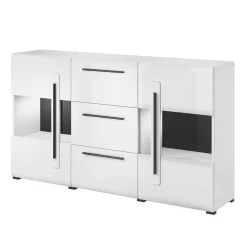 Hochglanz Sideboard mit Glas in Weiß - Baranoma