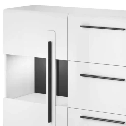 Hochglanz Sideboard mit Glas in Weiß - Baranoma