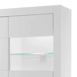 Hochglanz Vitrinenschrank in Weiß & Glas Yulis 3-türig