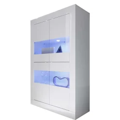 Hochglanz Vitrinenschrank in Weiß - Sogno