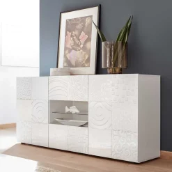 Hochglänzend lackiertes Sideboard in Weiß - Vascaub
