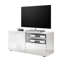 Hochglänzend lackiertes TV Board in Weiß mit Druck - Vascaub