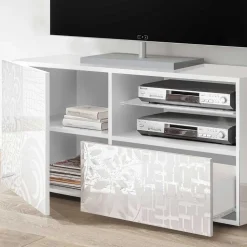 Hochglänzend lackiertes TV Board in Weiß mit Druck - Vascaub