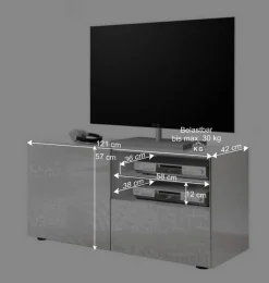 Hochglänzend lackiertes TV Board in Weiß mit Druck - Vascaub