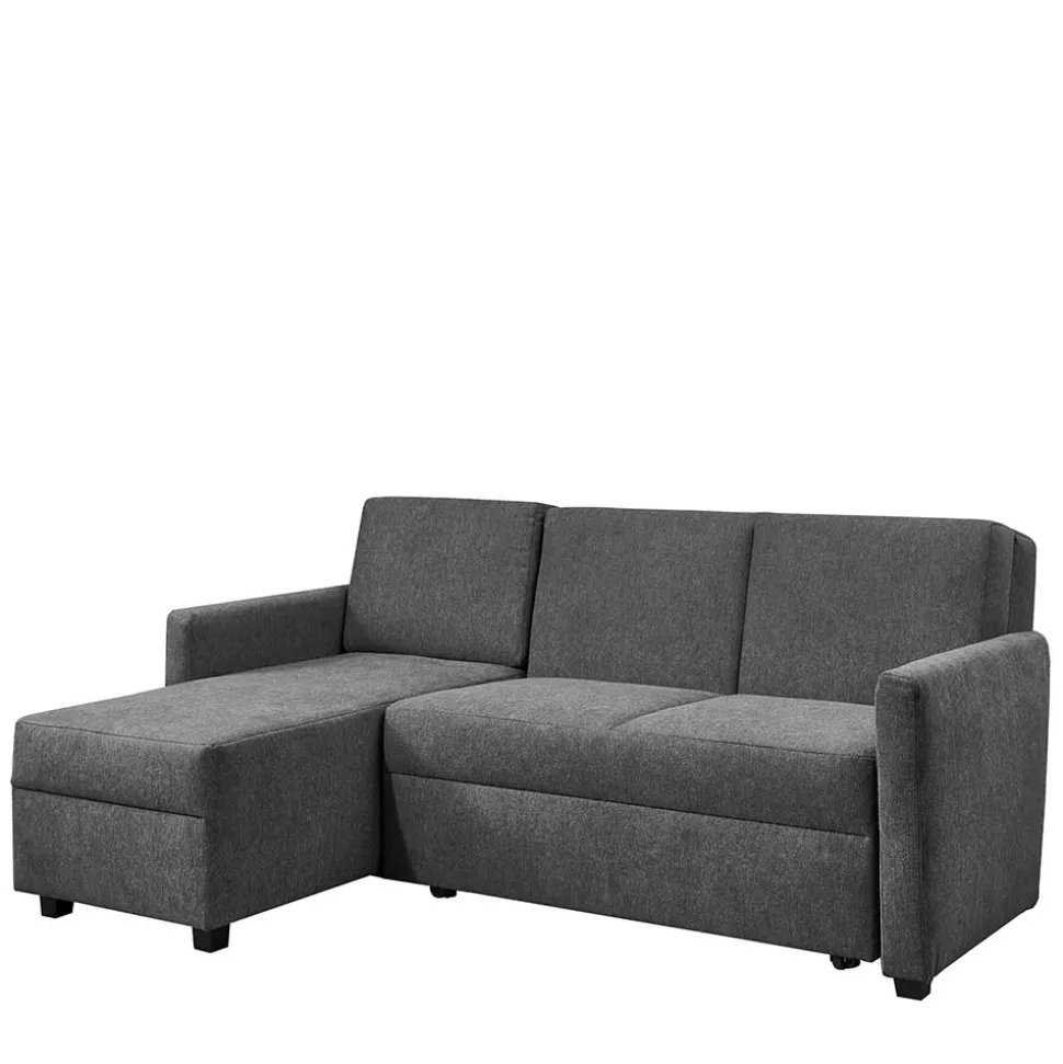 Hochwertiges Ecksofa mit Schlaffunktion in Anthrazit - Renero