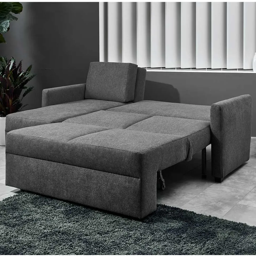 Hochwertiges Ecksofa mit Schlaffunktion in Anthrazit - Renero